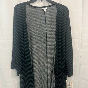 LuLaRoe Lindsay Sweater - Dark green and black stripe